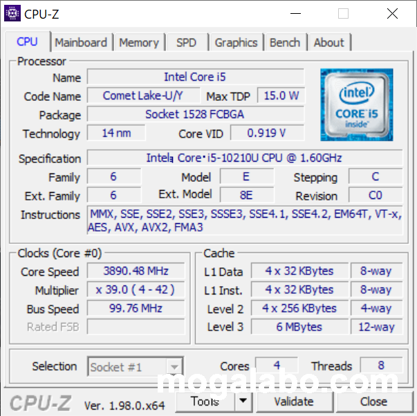 インテル第10世代のCore i5-10210U