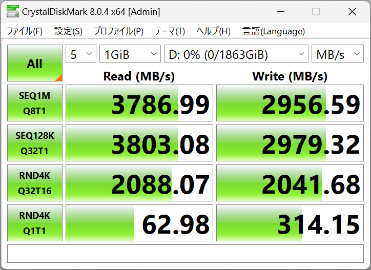 CrystalDiskMark 8.0.4(Kingston SSD NV2 2TB)