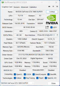 GTX 1660 Super(GPU-Z)
