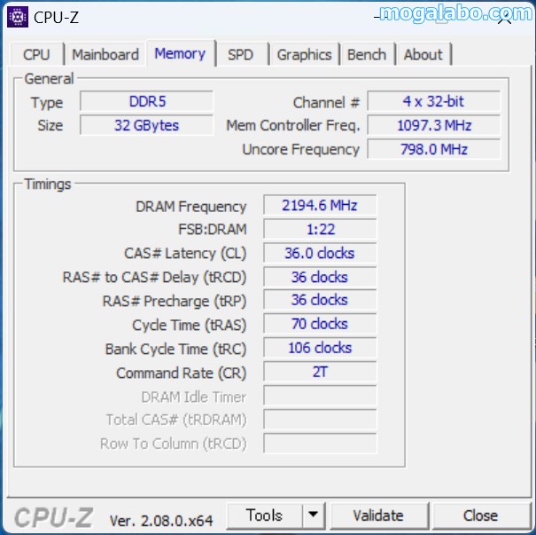メモリーは5,600MHz駆動をサポートするDDR5-5600 32GB(16GB×2)