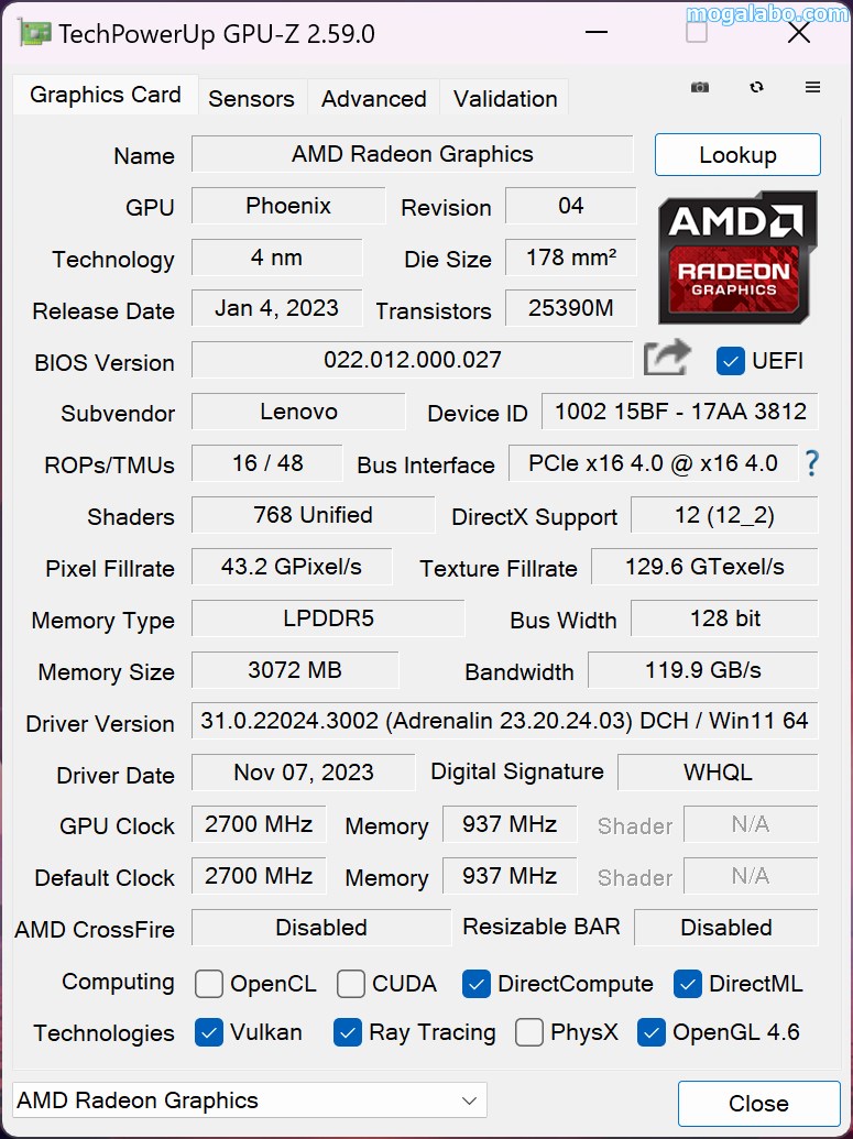 AMD RDNA 3のRadeon Graphics